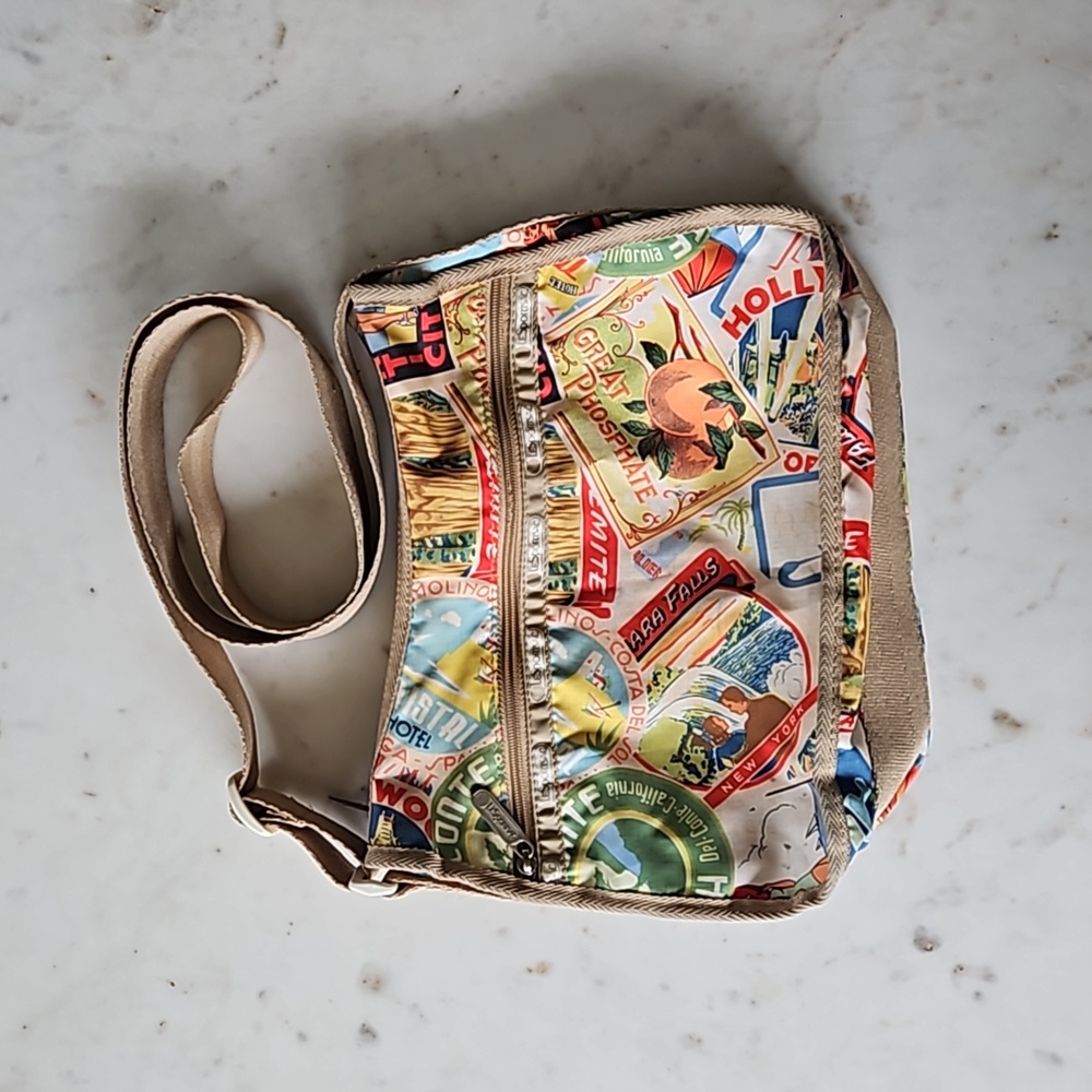 Lesportsac Vintage Travel Theme Deluxe Bag